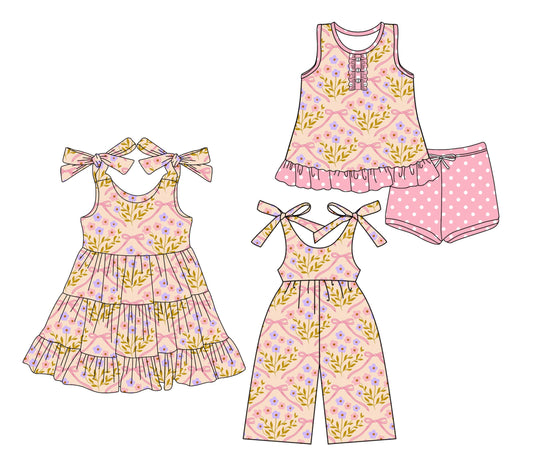 Baby Girl Straps Flower Summer Sibling Jumpsuit Dress Set ( Moq 5 Each Style ) 3.21