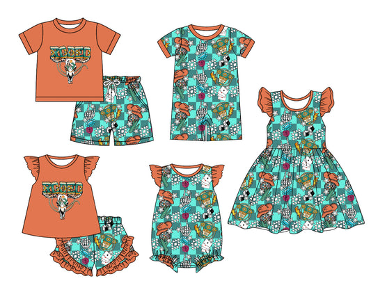 Baby Boy Girl Western Cow Sibling Romper Dress Set ( Moq 5 Each Style ) 12.24