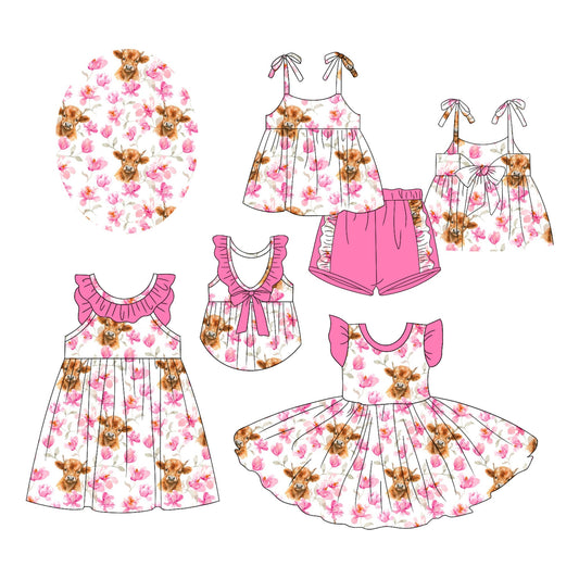Baby Girl Western Cow Flower Sibling Romper Dress Set ( Moq 5 Each Style ) 2.20
