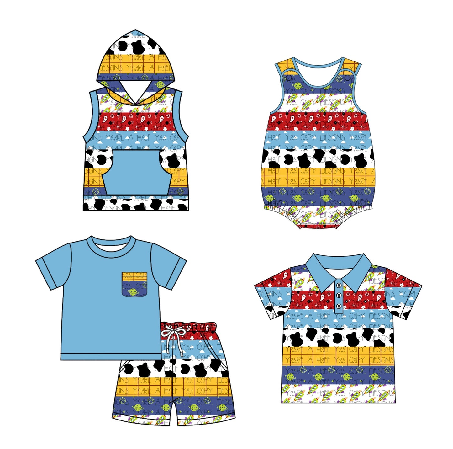 Baby Boy Western Toys Sibling Romper Shirt Set ( Moq 5 Each Style ) 2.11