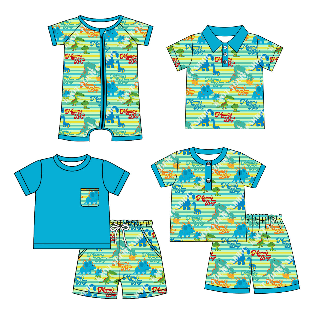 Baby Kids Dinosaurs Mama's Boy Sibling Romper Set ( Moq 5 Each Style ) 1.4