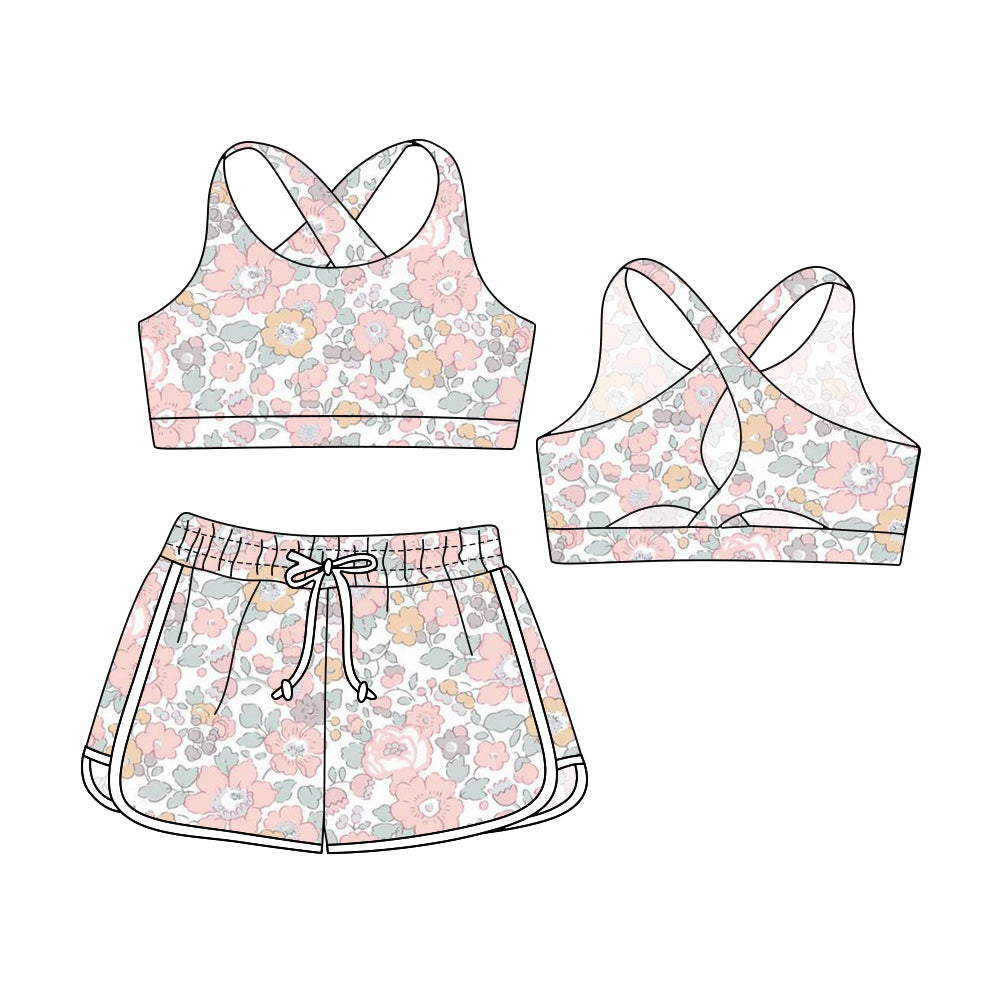 ( Moq 5 Each Style ) Baby Girl Sleeveless Flower Watermelon Tops Shorts Sibling Swimsuit Set 3.29