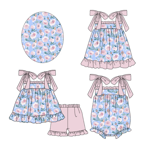 Baby Girl Straps Flower Sibling Summer Romper Dress Clothes Set ( Moq 5 Each Design )11.25