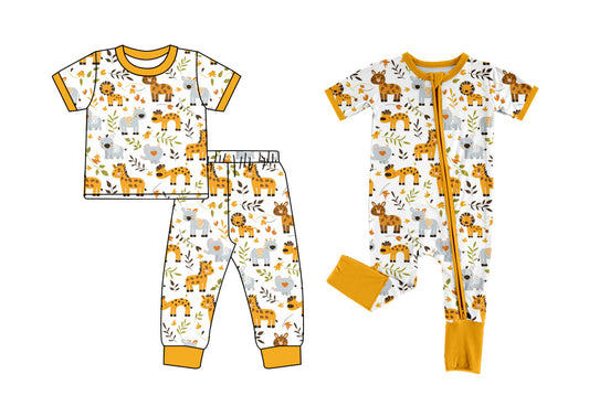 ( Moq 5 Each Style ) Baby Kids Toddler Short Sleeves Animals Sibling Romper Set 4.25