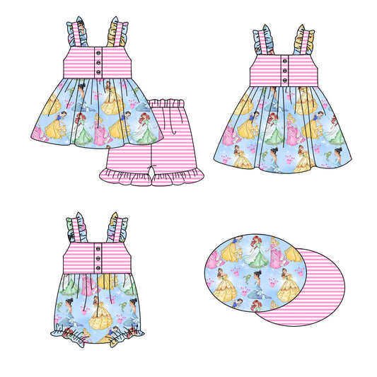 Baby Girl Princess Pink Stripes Sibling Romper Dress Set ( Moq 5 Each Style ) 1.16