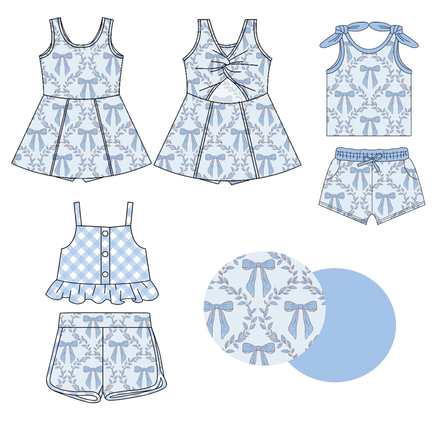 Baby Girl Sleeveless Bows Sibling Dress Set ( Moq 5 Each Style ) 1.20
