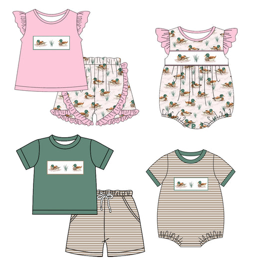 Baby Boy Girl Short Sleeves Ducks Sibling Romper Set ( Moq 5 Each Style ) 1.18