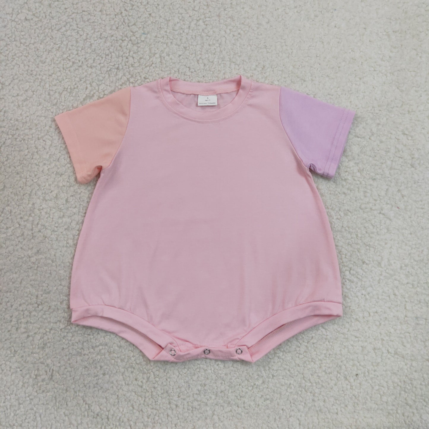 Baby Girls Infant Short Sleeves Pink Cotton Bubble Romper Clothes RTS