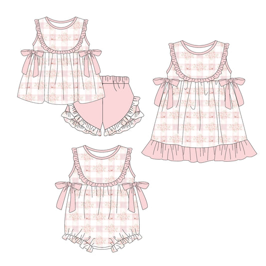 ( Moq 5 Each Style ) Sibling Baby Girls Kids Flower Boots Bows Romper Dress Set Clothes