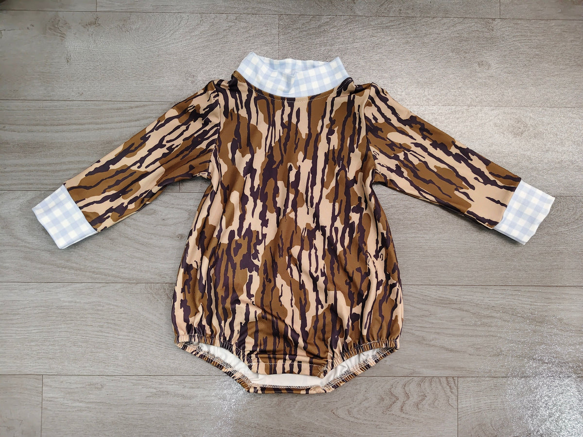 ( No moq ) Preorder Baby Boys Infant Long Sleeves Olive Camo Print Romper Clothes