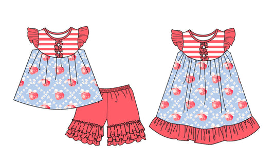 ( Moq 5 Each Style ) Baby Girl Apple Bows Sibling Back To School Dress Set 3.28