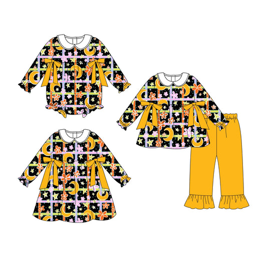 ( Moq 5 Each Style ) Baby Girl Toddler Flower Bows Sibling Romper Dress Set