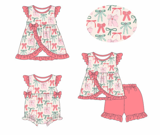 Baby Girl Bows Ruffle Sibling Romper Dress Set ( Moq 5 Each Style ) 1.13