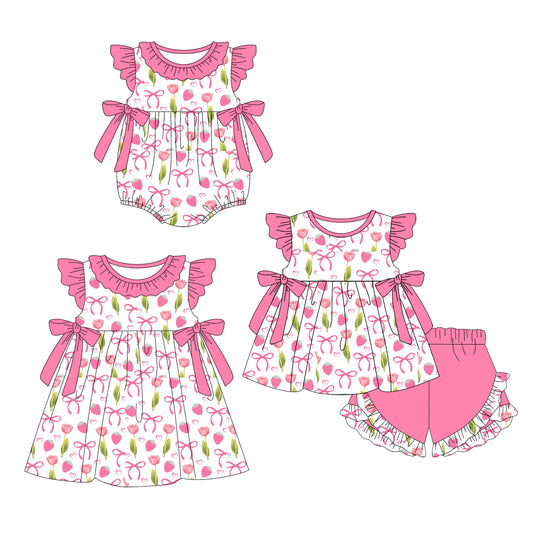 Baby Girl Bows Strawberry Sibling Romper Dress Set ( Moq 5 Each Style ) 1.14