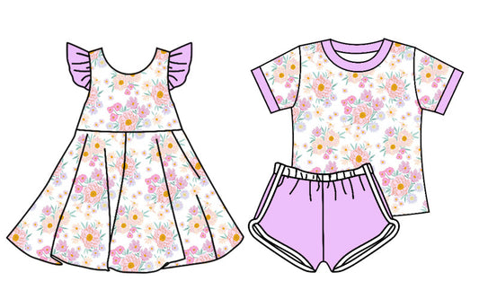 ( Moq 5 Each Style ) Baby Girl Short Sleeves Flower Sibling Dress Set 4.18