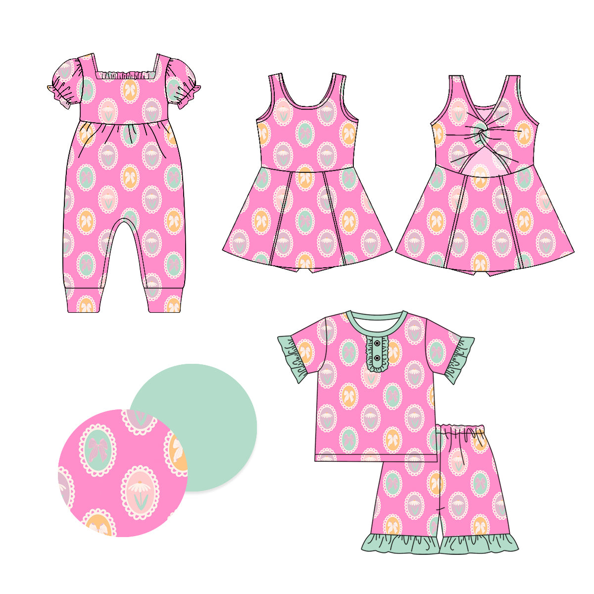 Baby Girl Bows Sibling Dress Romper Set ( Moq 5 Each Style ) 1.8