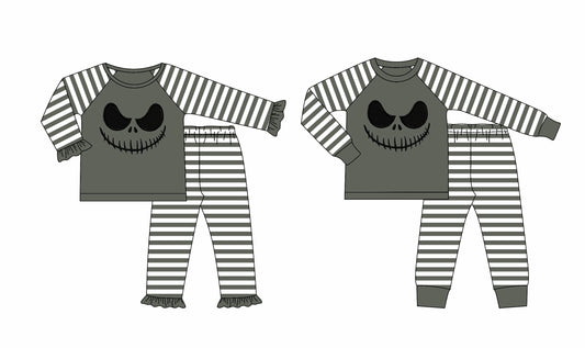 ( Moq 5 Each Style ) Baby Girl Toddler Halloween Stripes Sibling Pajamas Set