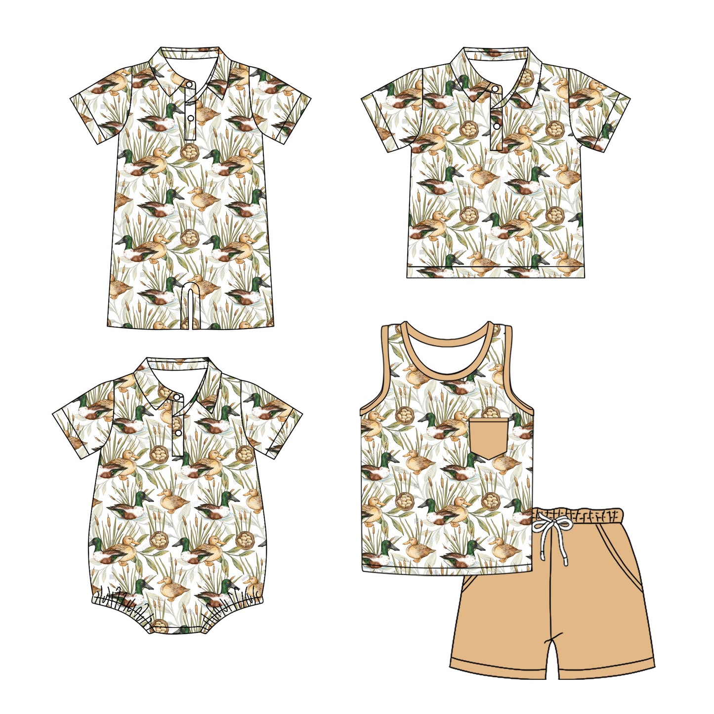 Baby Boy Ducks Sibling Romper Shirt Set ( Moq 5 Each Style ) 3.14