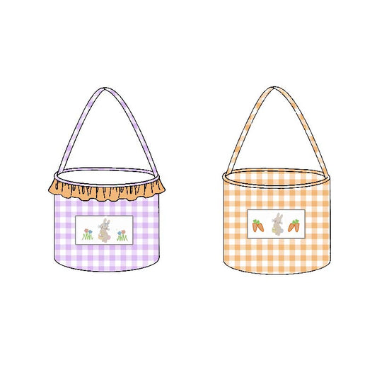 ( Moq 10 ) Boys Girls Kids Rabbits Carrot Flower Plaid Easter Basket Bags