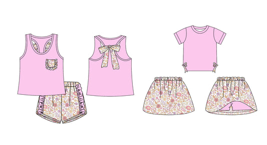 Baby Girl Sleeveless Bows Floral Sibling Set ( Moq 5 Each Design ) 12.13