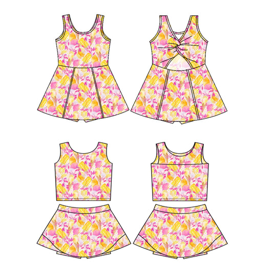 ( Moq 5 Each Style ) Baby Girls Kids Sleeveless Popsicle Sibling Dress Set