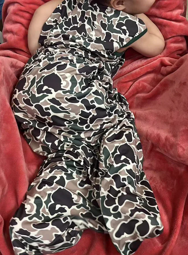 Baby Newborn Camo Brown Zipper Sleepwear Gown