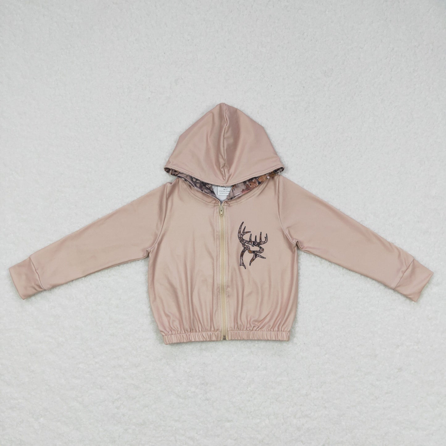 GT0334 Baby Kids Long Sleeves Camo Reindeer Zip Hoodie Cardigan Tops