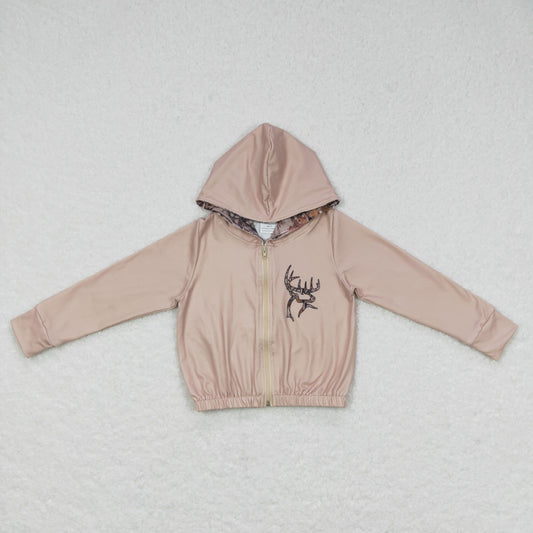 GT0334 Baby Kids Long Sleeves Camo Reindeer Zip Hoodie Cardigan Tops