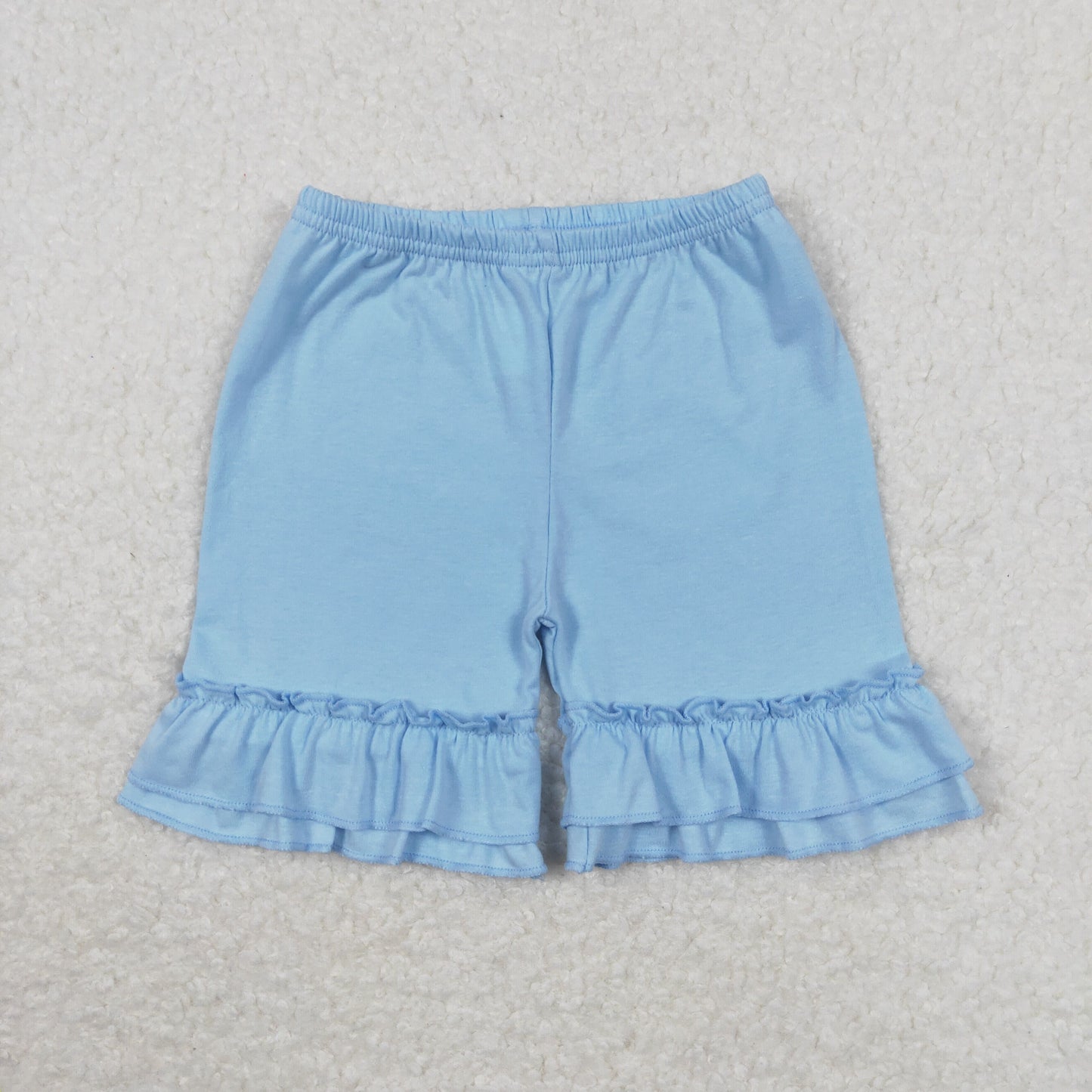 Baby Girl Cotton Ruffle Blue Shorts