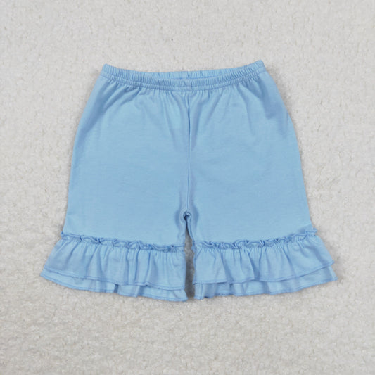 Baby Girl Cotton Ruffle Blue Shorts