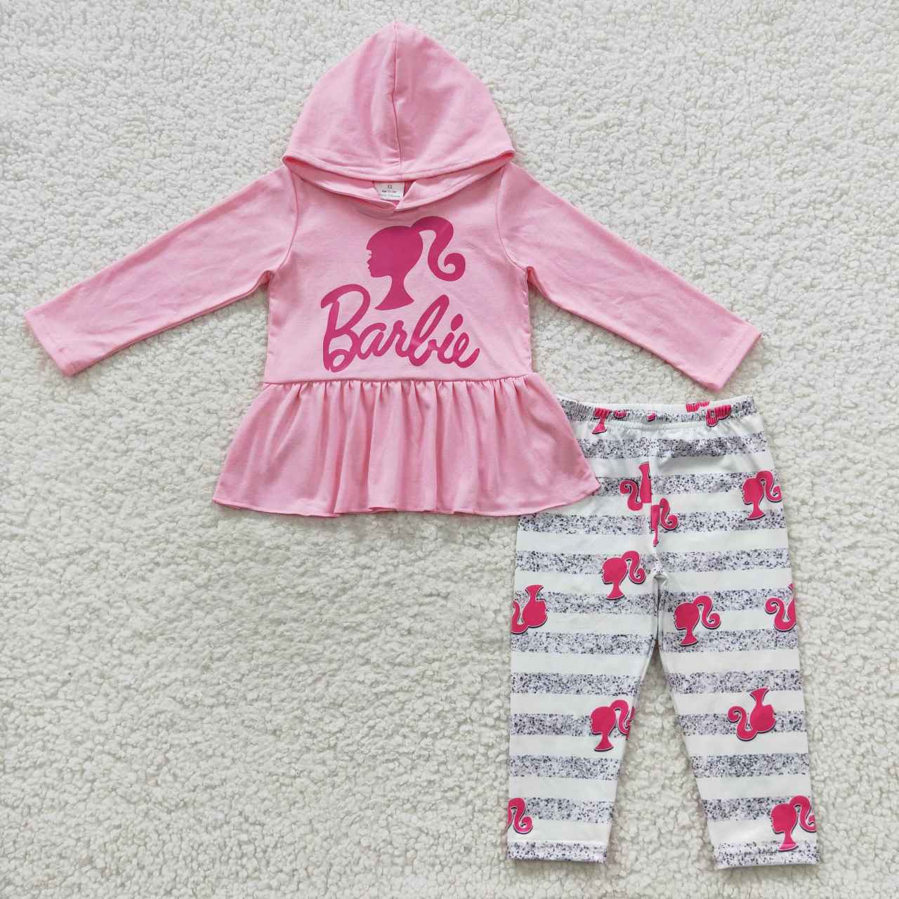 GLP0485 Baby Girl Pink Doll Long Sleeves Hoodie Tops Pants Birthday Outfit