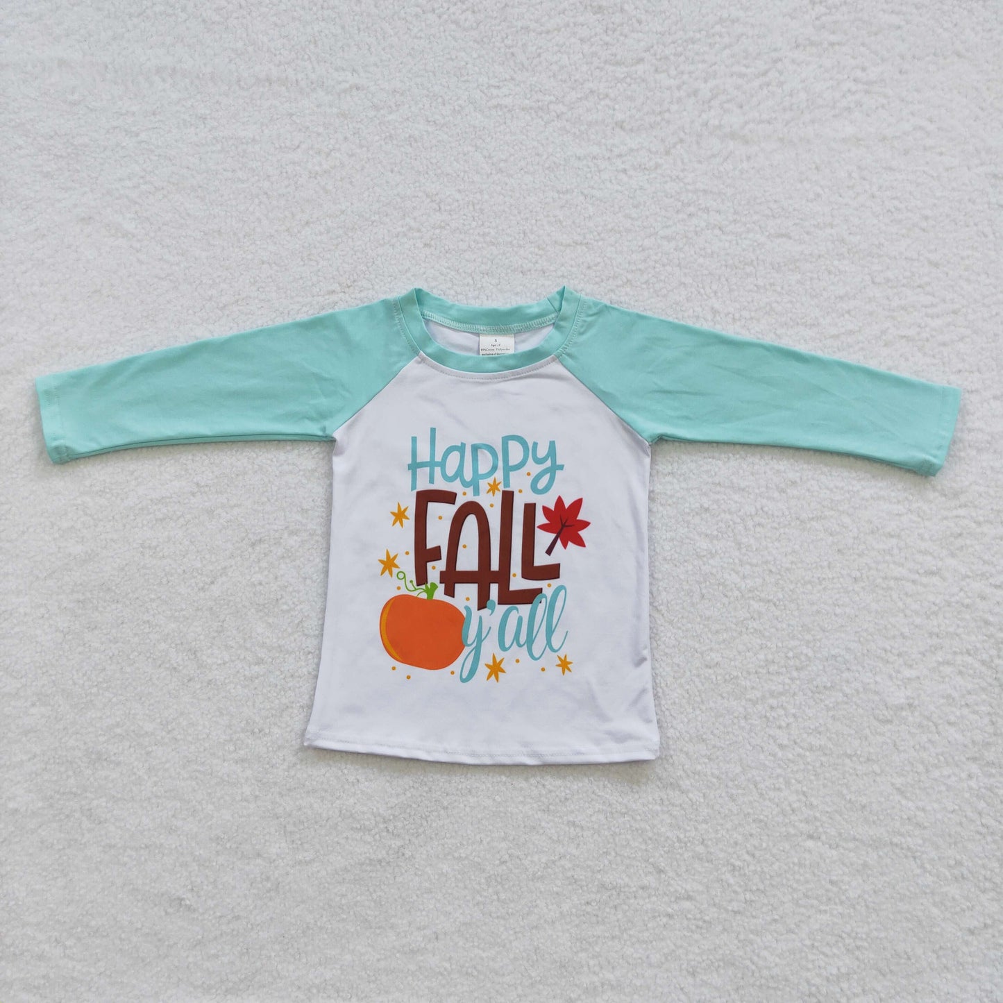 6 A11-11 Baby Boy Happy Fall Long Sleeves Pumpkin Shirt