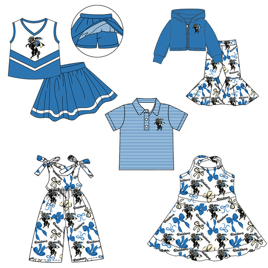 ( Moq 5 each style ) Baby Boy Girl Team Cheer Sibling Shirt Bows Jumpsuit Dress Set 7.30