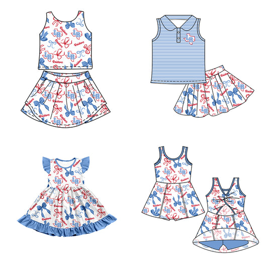( Moq 5 each style ) Baby Girl Toddler LR Team Bows Sibling Dress Set