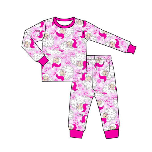Baby Girl Long Sleeves Christmas Santa Pink Shirt Pants Pajamas Set