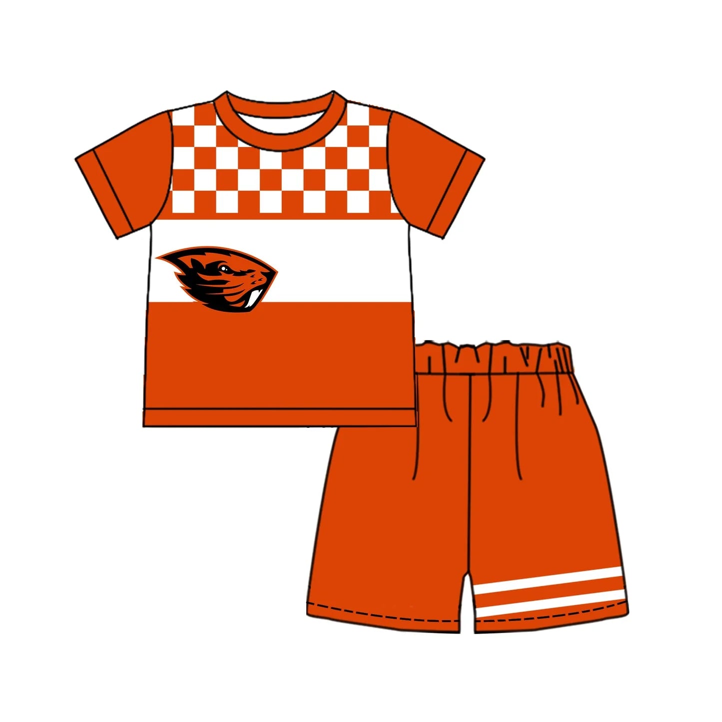 ( Moq 5 ) Sibling Baby Boys Kids Short Sleeves Shirt Red Shorts Team Set Clothes