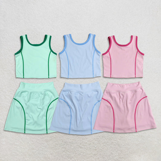 Sibling Baby Girls Kids Sleeveless Shirts Skirts Shorts Yoga Active Sets Summer Clothes RTS