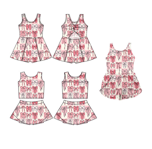Baby Girl Sleeveless Pink Bows Sibling Jumpsuit Dress Set ( Moq 5 Each Style ) 3.20
