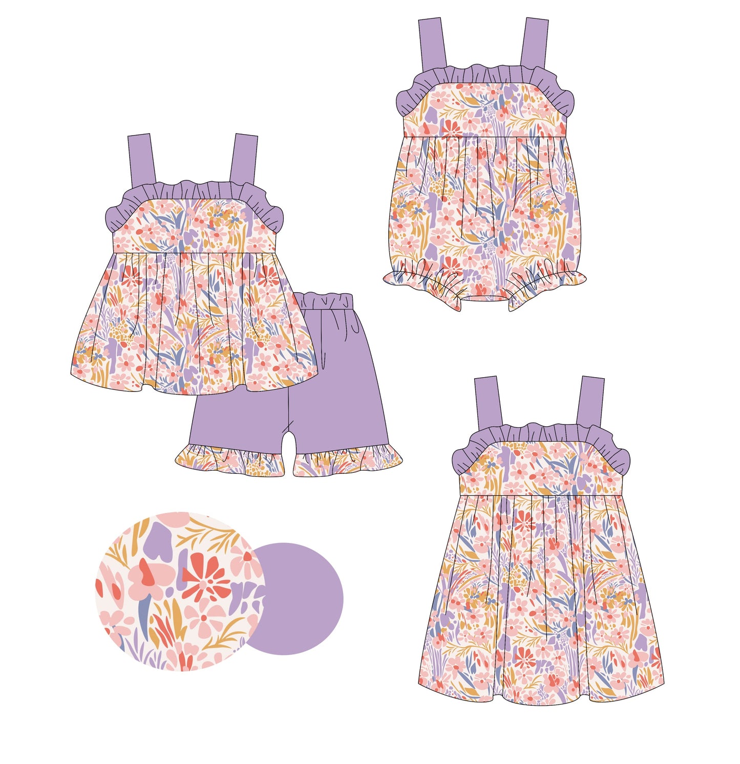 Baby Girl Straps Flower Summer Sibling Romper Dress Set ( Moq 5 Each Style ) 3.5