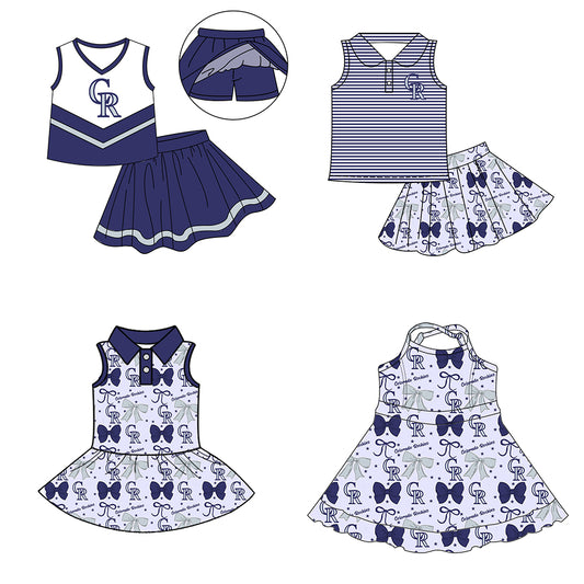 ( Moq 5 each style ) Baby Girl Toddler CR Team Bows Sibling Dress Set