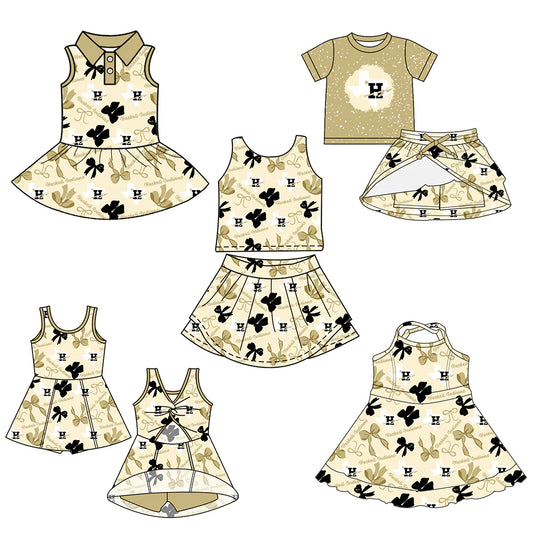 ( Moq 5 each style ) Baby Girl Toddler H Team Bows Sibling Skort Dress Set 6.11
