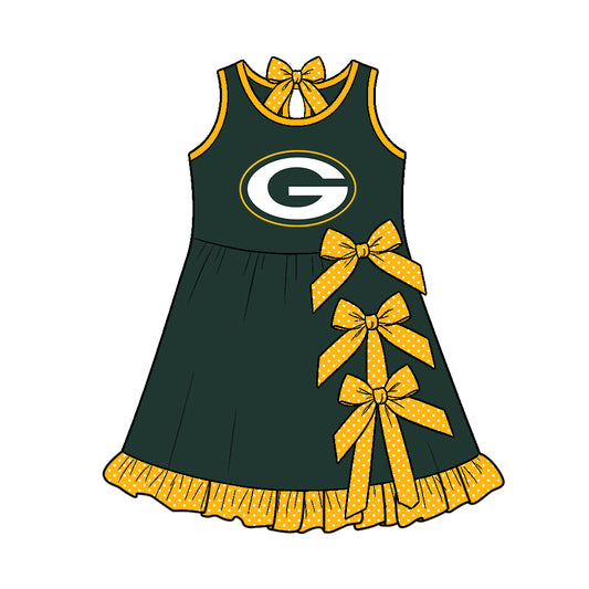 ( Moq 5 ) Custom Baby Girls Kids Sleeveless Bows Shorts Knee Length Team Dress Cheer Clothes