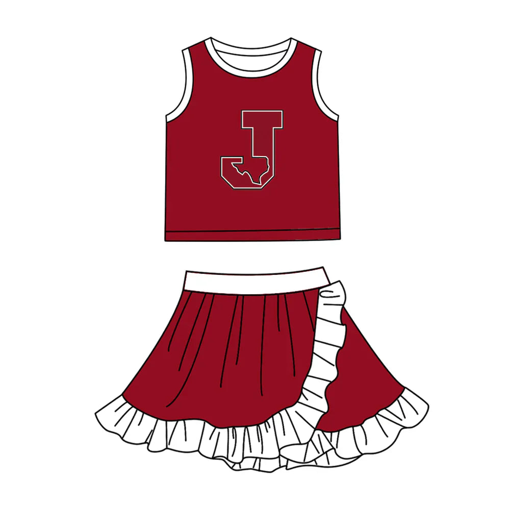 ( Moq 5 Each Style ) Sibling Baby Girls Kids Team Red Shirt Skirt Shorts Sets Clothes