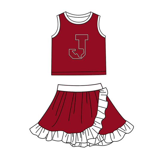 ( Moq 5 Each Style ) Sibling Baby Girls Kids Team Red Shirt Skirt Shorts Sets Clothes