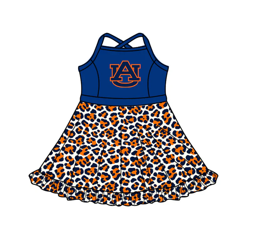 ( Moq 5 ) Sibling Baby Girls Kids Sleeveless AU Leopard Built-in Shorts Team Dress Clothes