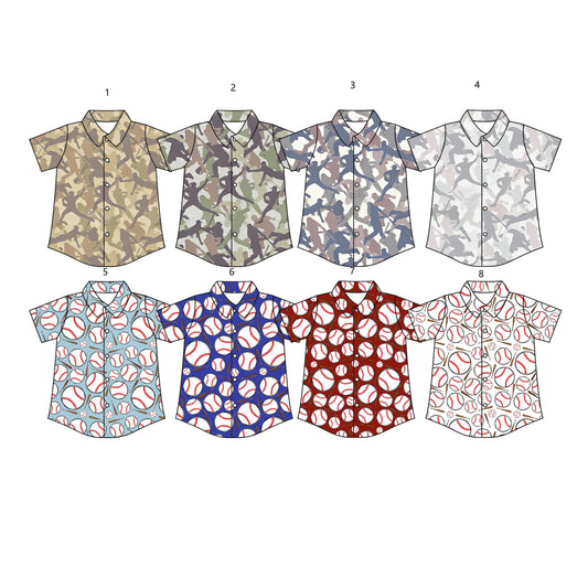 ( Moq 5 Each Style ) Sibling Baby Girls Toddler Summer Short Sleeves Baseballs Buttons Shirts