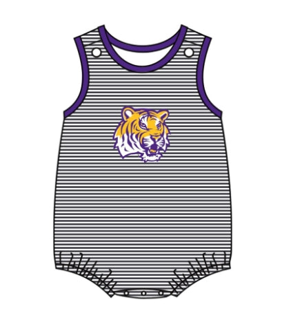Baby Boy Sleeveless Tiger Team Stripes Bubble Romper ( Moq 5 )