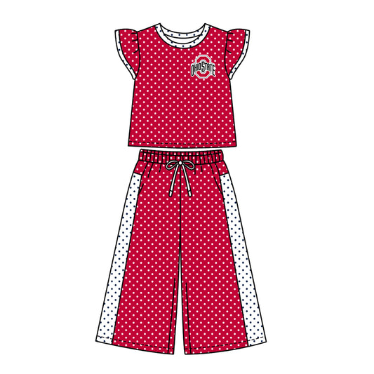 ( Moq 5 ) Baby Girls Kids Short Sleeves Shirt Pants Team Set Clothes