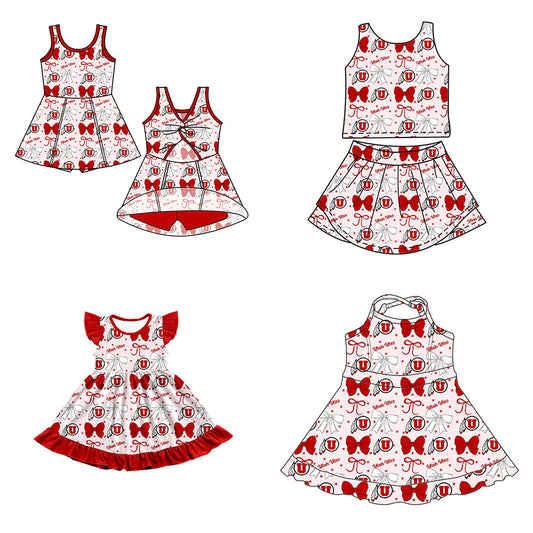 ( Moq 5 each style ) Baby Girl Toddler U Team Bows Sibling Dress Set 6.25