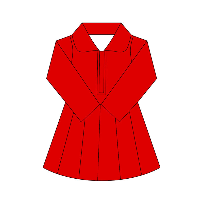 ( Moq 10 ) Baby Girl Red Long Sleeves Zipper Activity Wear Yoga Knee Length Dress
